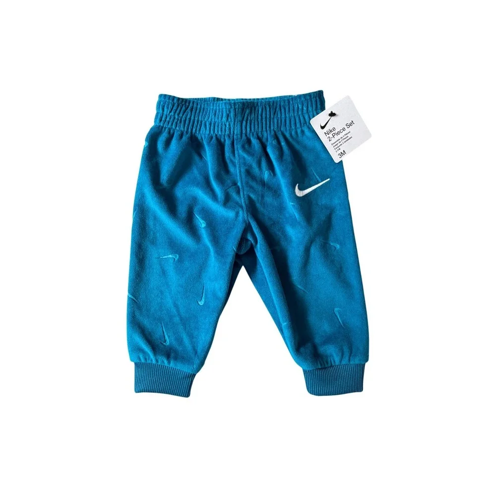 NWT Nike kids Baby Blue‎ Swoosh Logo Jogger Sweatpants 3M NEW